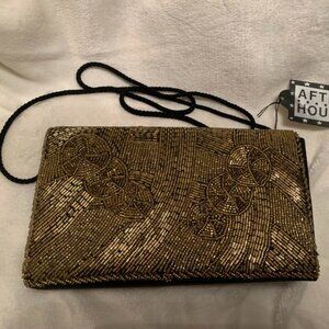 NWT After Hours Black and Gold Beaded Evening Cocktail Party Bag